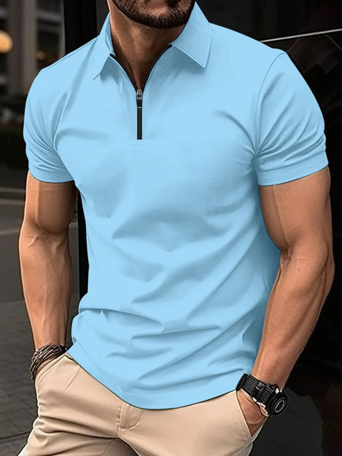 Men's Full Size Collared Neck Short Sleeve Polo Plus Size | STAHlin RADIANCE