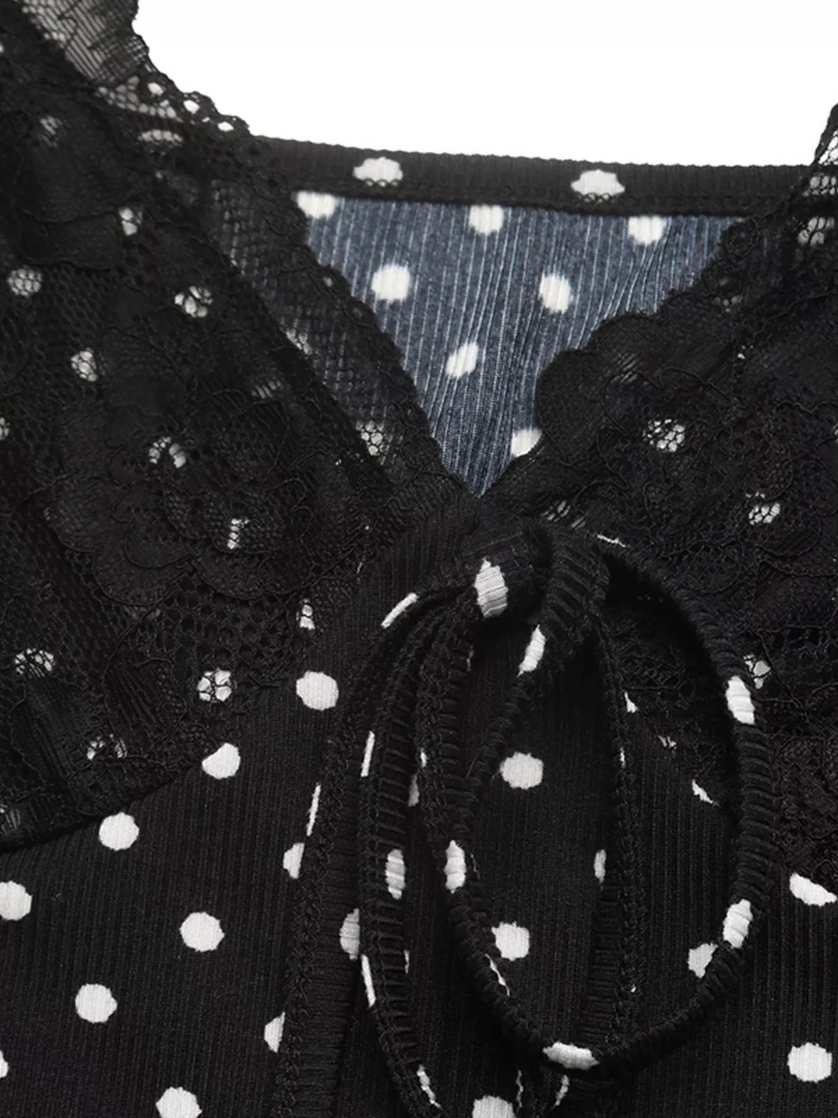 Polka Dot Lace Trimmed V-Neck Mini Dress | STAHlin RADIANCE