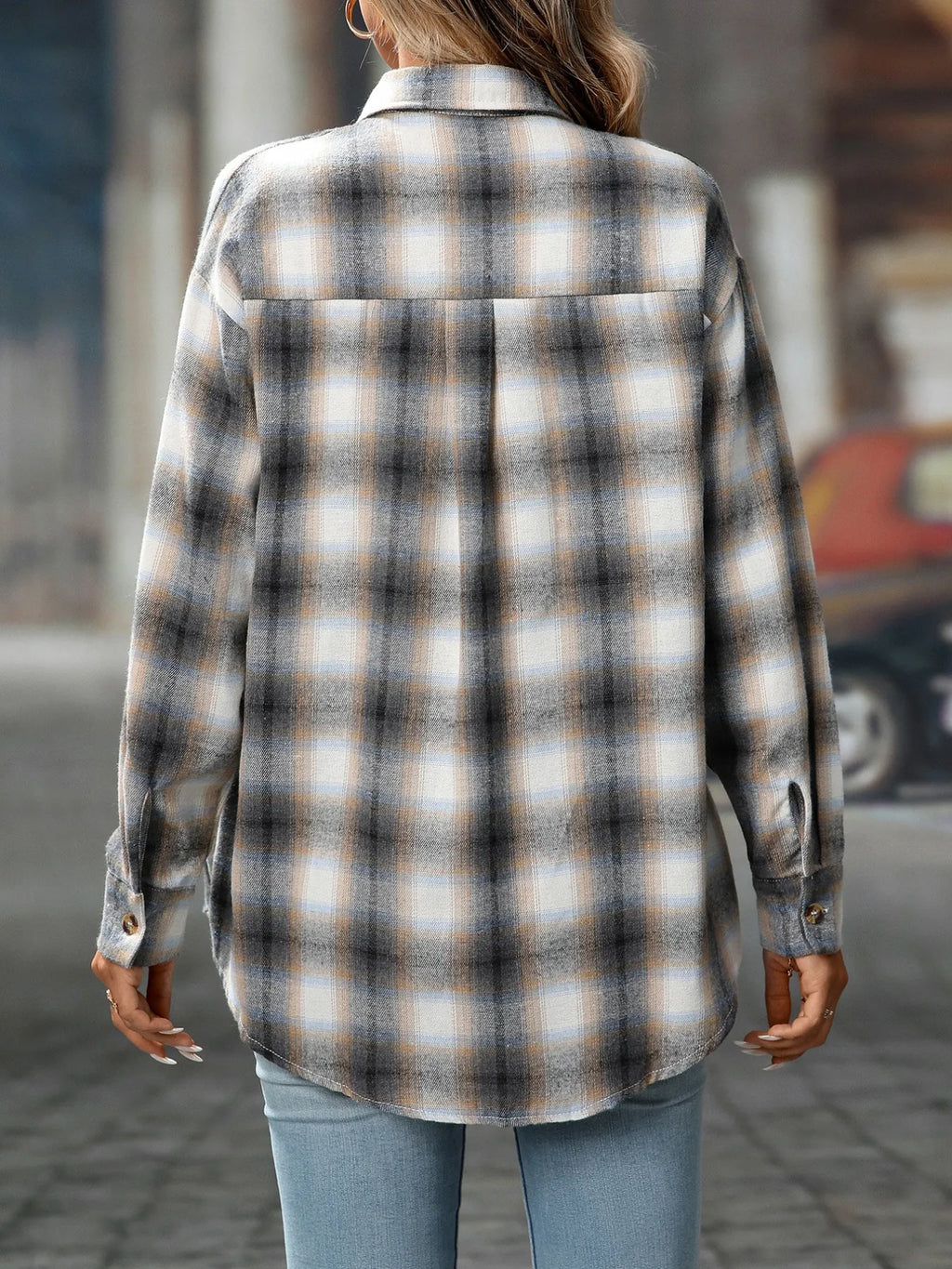 Oversized Plaid Button-Up Shirt | STAHlin RADIANCE