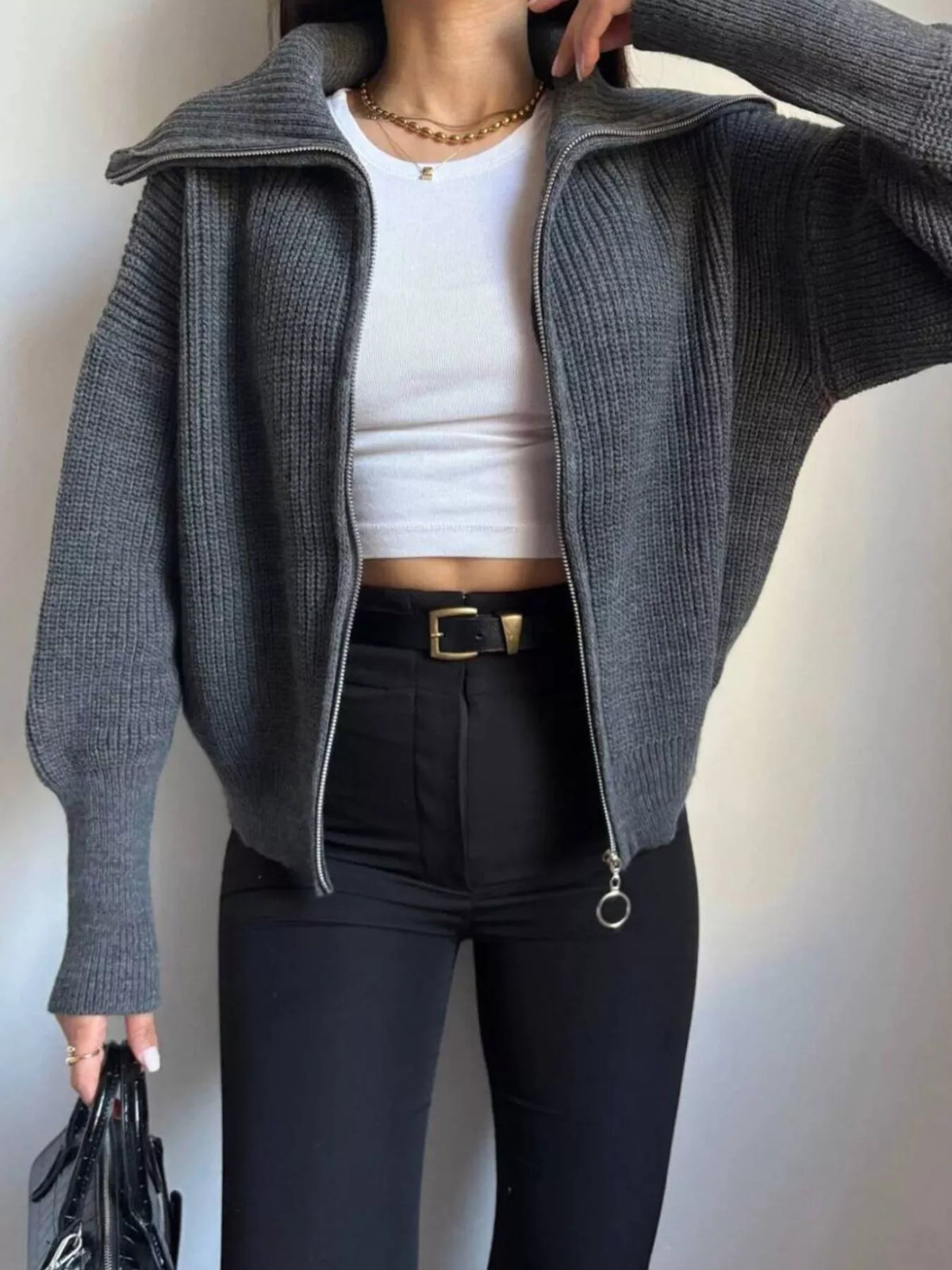 The Dropped Shoulder Zip Cardigan | STAHlin RADIANCE