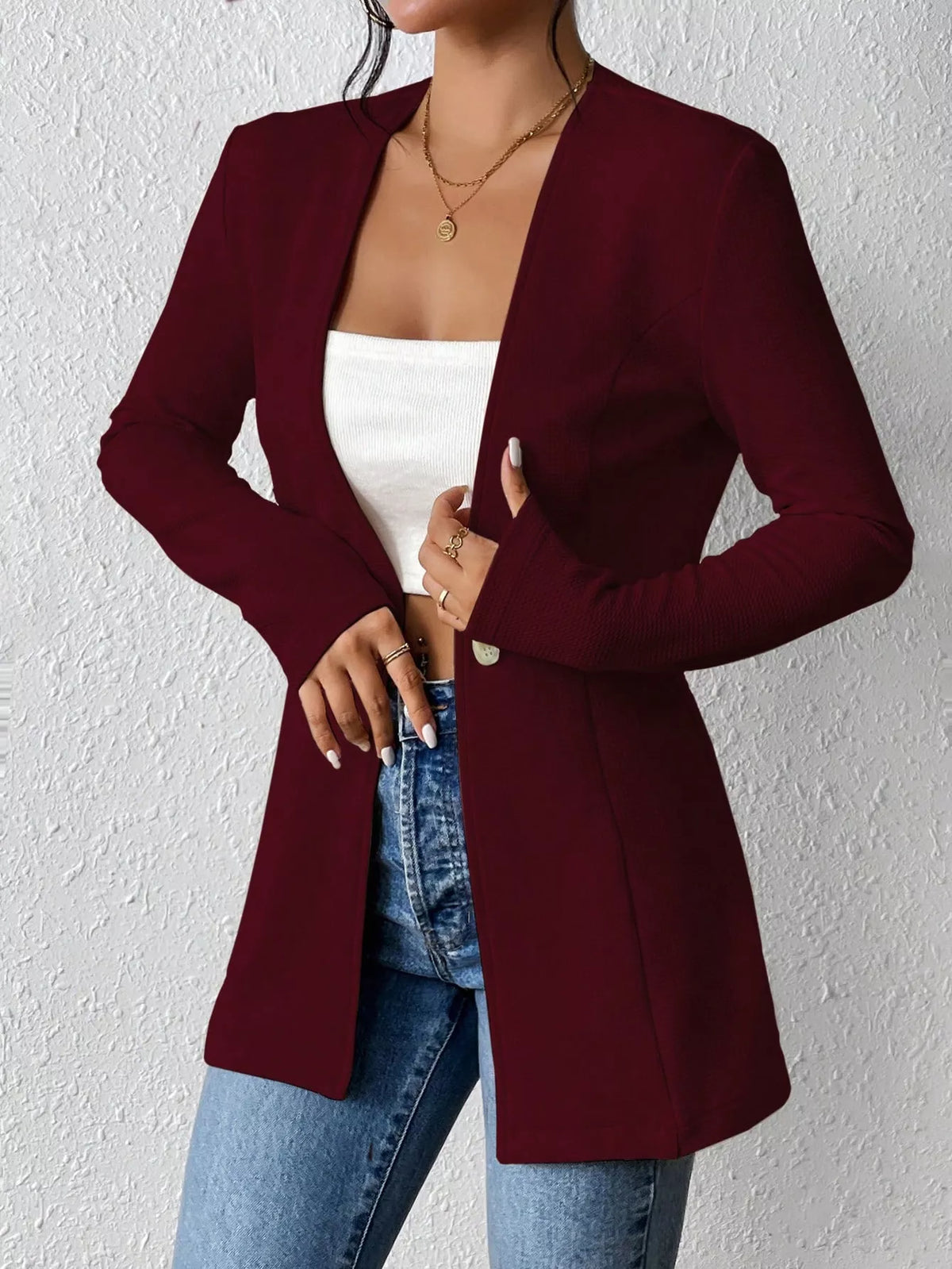 One Button Long Sleeve Blazer | STAHlin RADIANCE