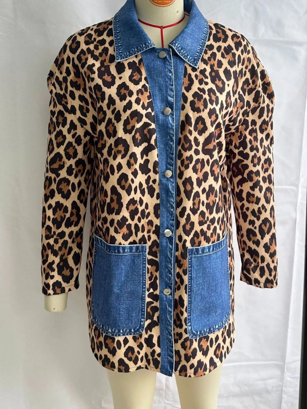Full Size Leopard Print Colorblock Jacket Plus Size | STAHlin RADIANCE