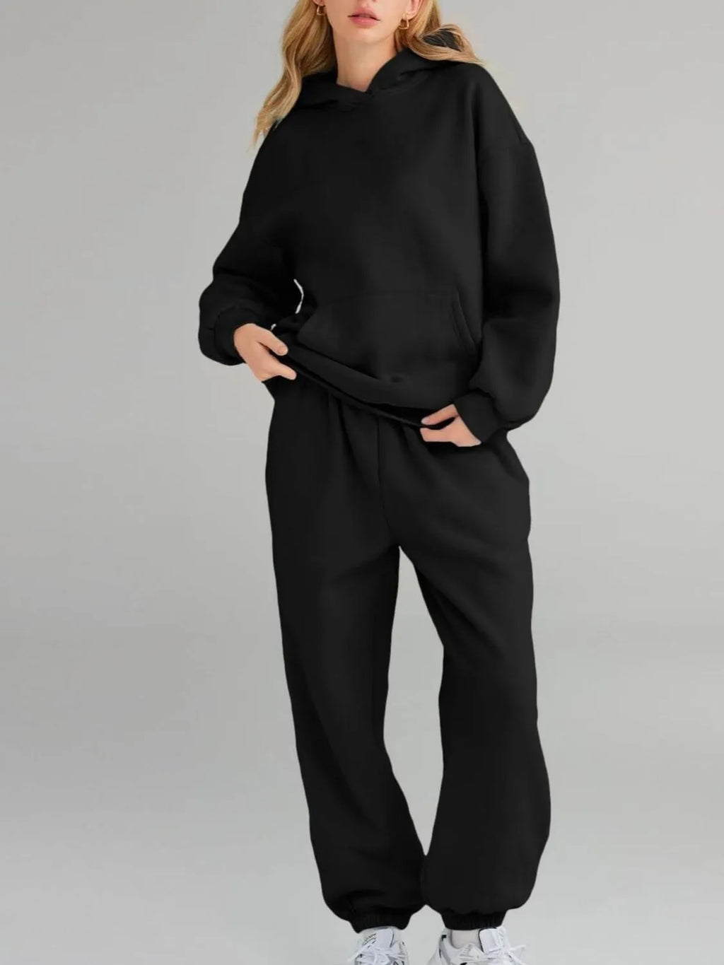 Full Size Kangaroo Pocket Hoodie and Joggers Set Plus Size | STAHlin RADIANCE
