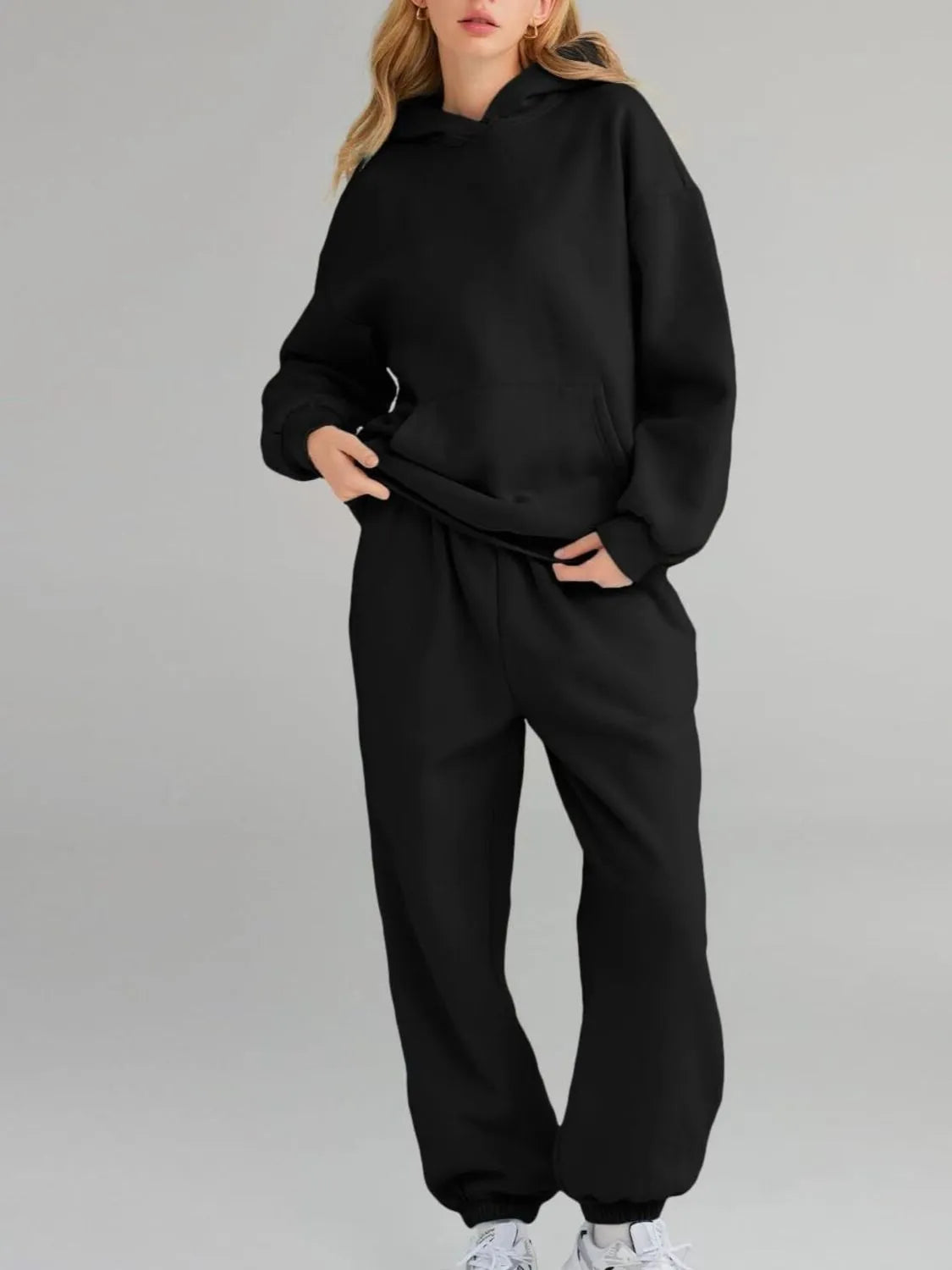 Full Size Kangaroo Pocket Hoodie and Joggers Set Plus Size | STAHlin RADIANCE