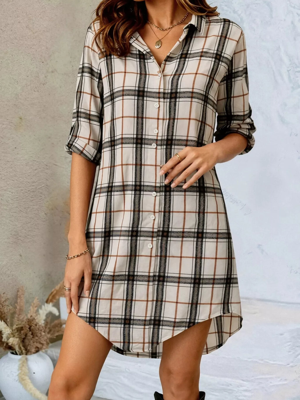 Plaid Button-Down Shirt Dress | STAHlin RADIANCE