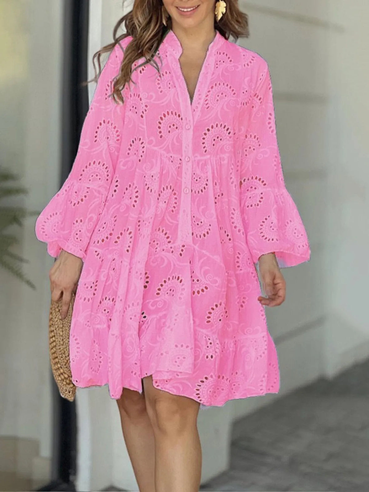 Full Size Eyelet Ruffled Hem Tiered Dress Plus Size | STAHlin RADIANCE