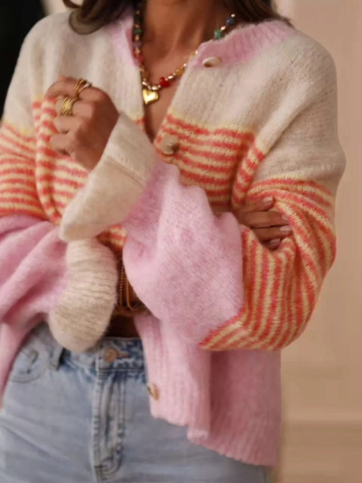 Striped Color-Block Button-Down Cardigan | STAHlin RADIANCE
