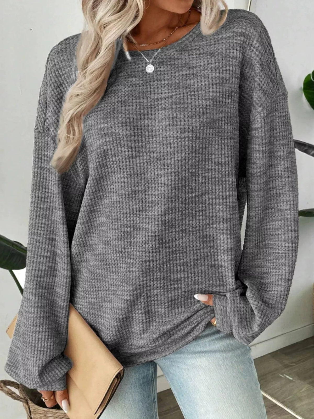 Space-Dyed Long Sleeve Waffle-Knit Top | STAHlin RADIANCE