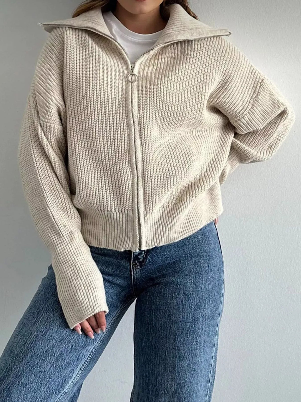 The Dropped Shoulder Zip Cardigan | STAHlin RADIANCE