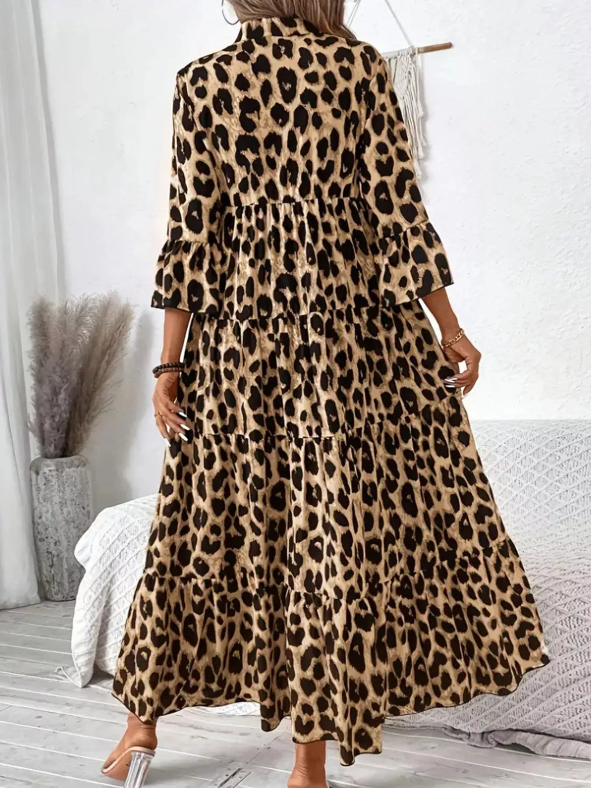 Leopard 3/4 Sleeve Midi Dress | STAHlin RADIANCE