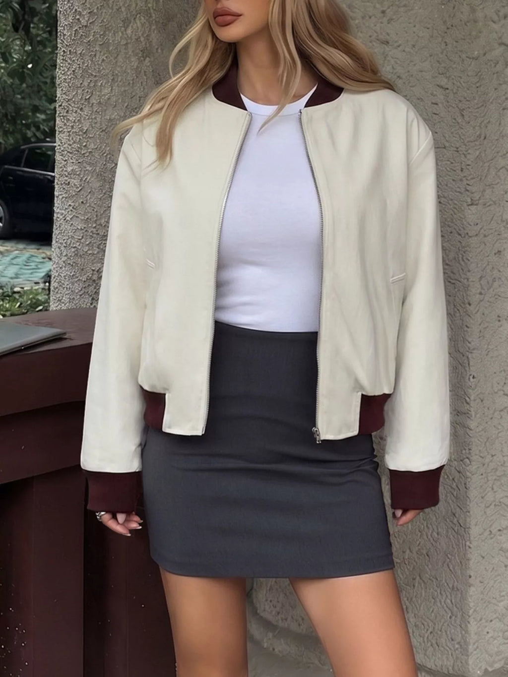 Contrast Trim Zip Up Jacket | STAHlin RADIANCE