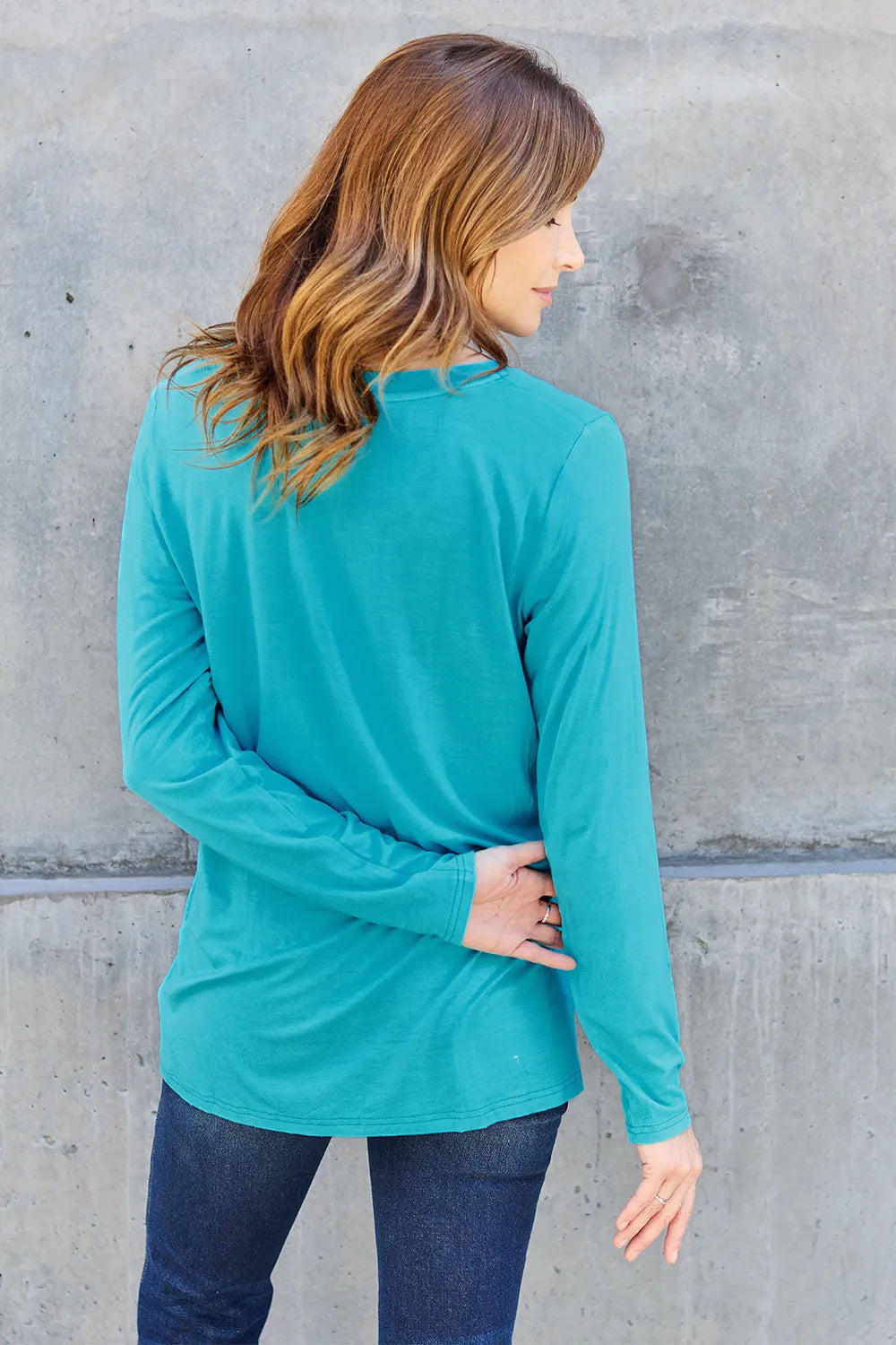 Basic Bae Full Size V-Neck Long Sleeve Top | STAHlin RADIANCE
