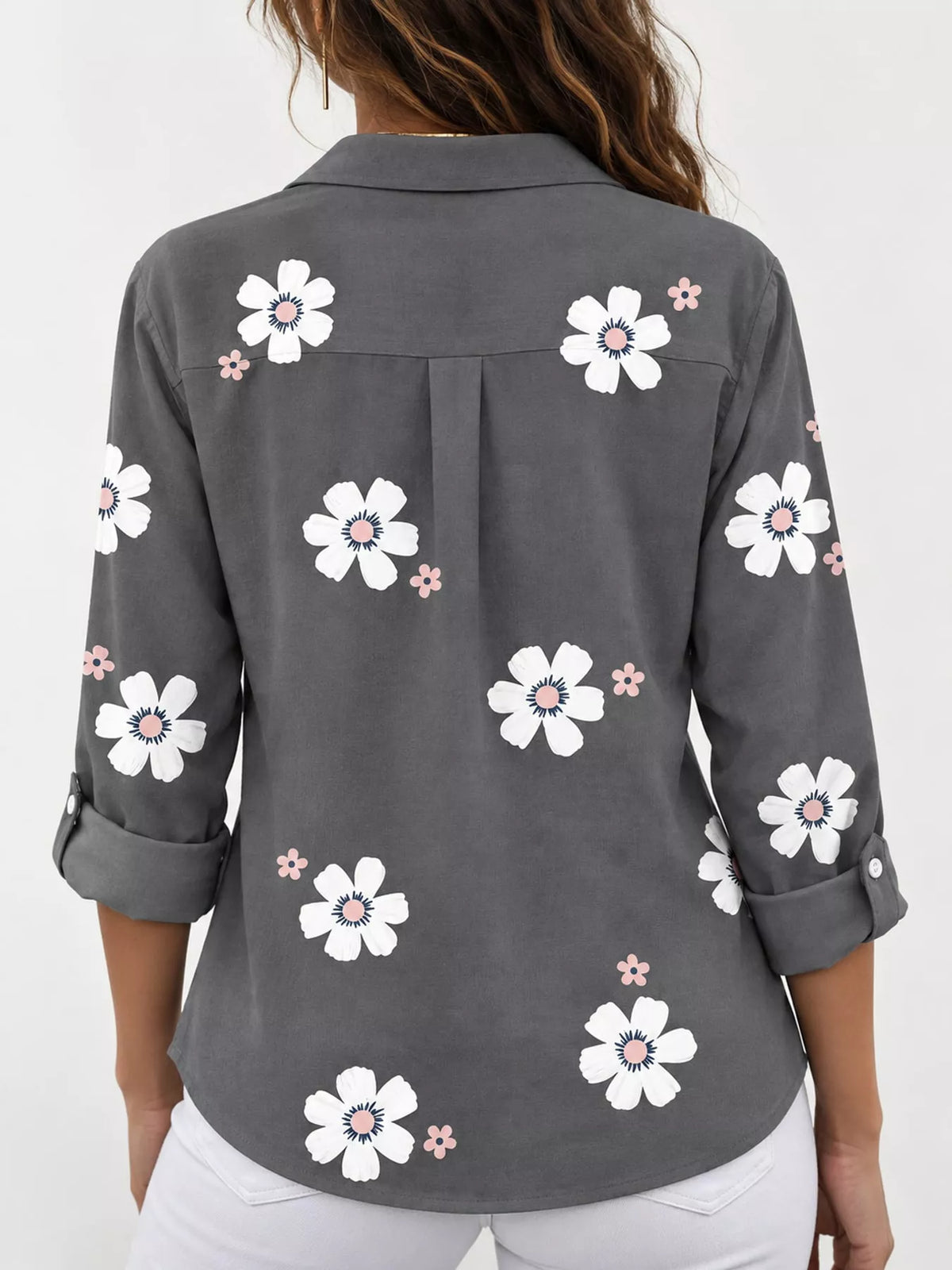Full Size Floral Print Button-Down Casual Shirt Plus Size | STAHlin RADIANCE