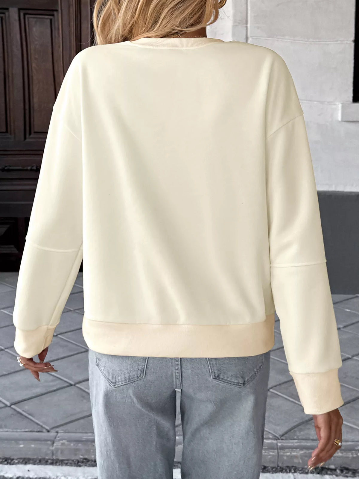 Bow Round Neck Dropped Shoulder Sweatshirt | STAHlin RADIANCE
