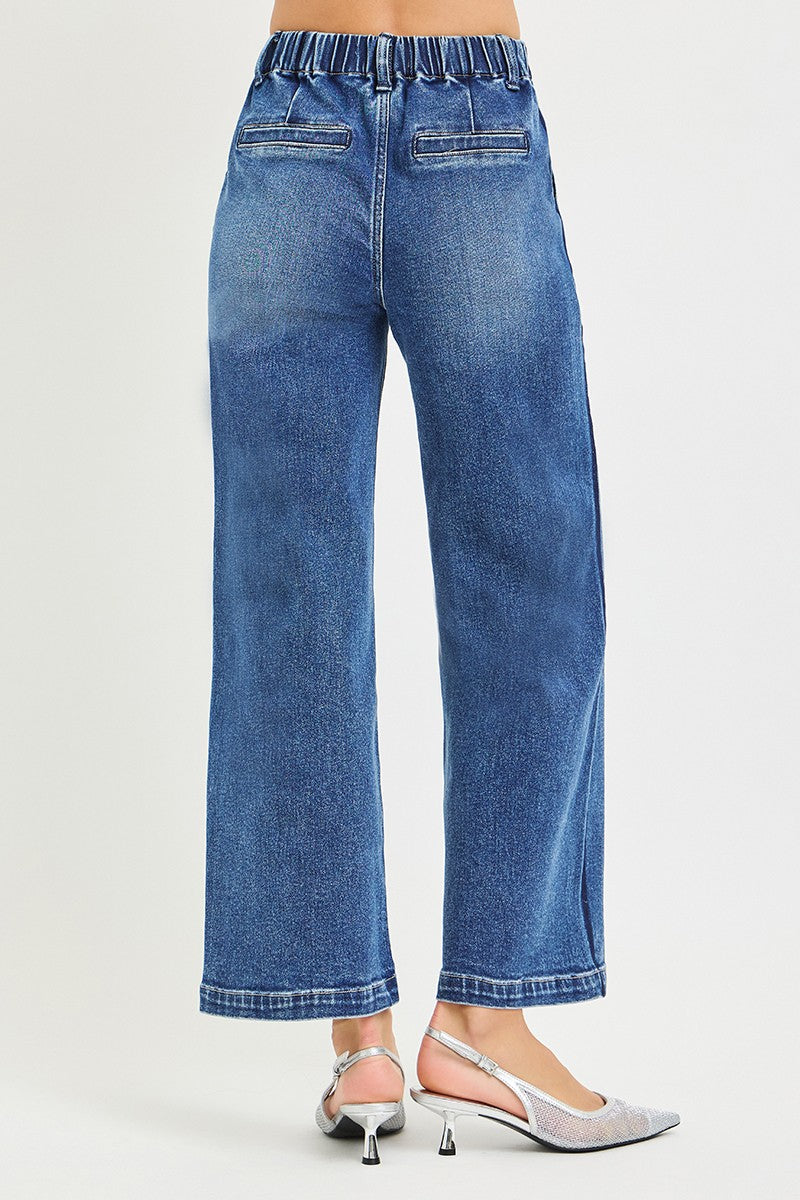 RISEN Elastic Band High Rise Cropped Wide Jeans | STAHlin RADIANCE