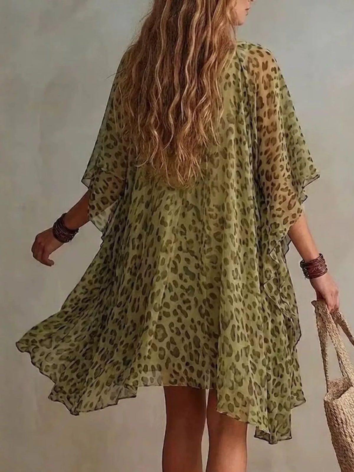 Full Size Leopard Print V-Neck Chiffon Dress Plus Size | STAHlin RADIANCE