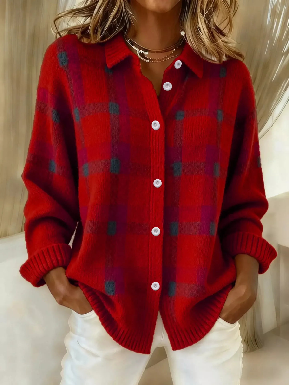 Plaid Button-Up Cardigan | STAHlin RADIANCE