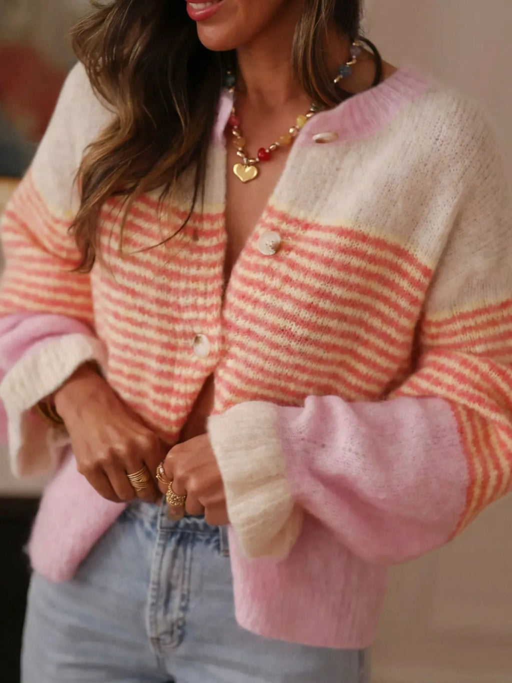 Striped Color-Block Button-Down Cardigan | STAHlin RADIANCE