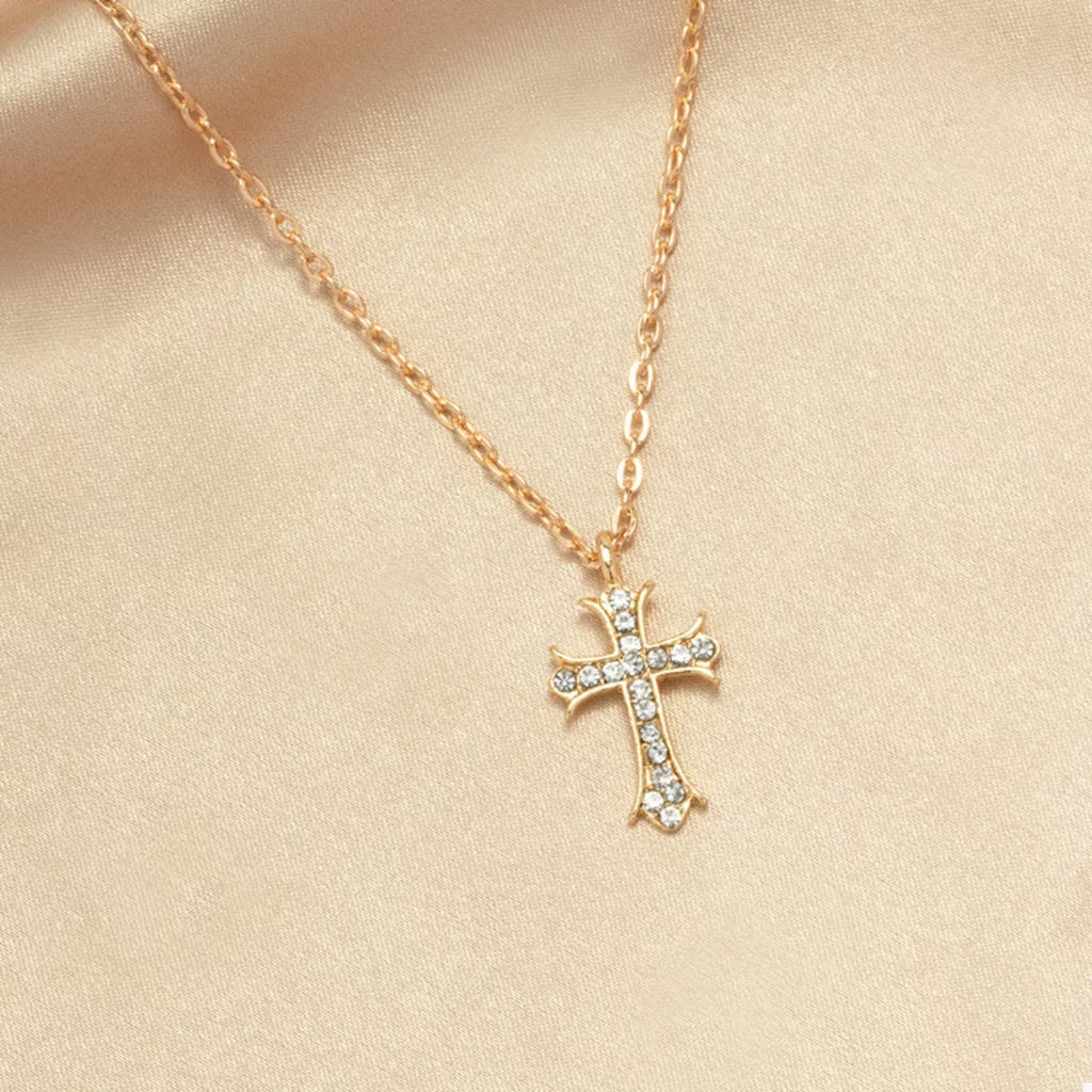 18K Gold-Plated Rhinestone Cross Necklace | STAHlin RADIANCE