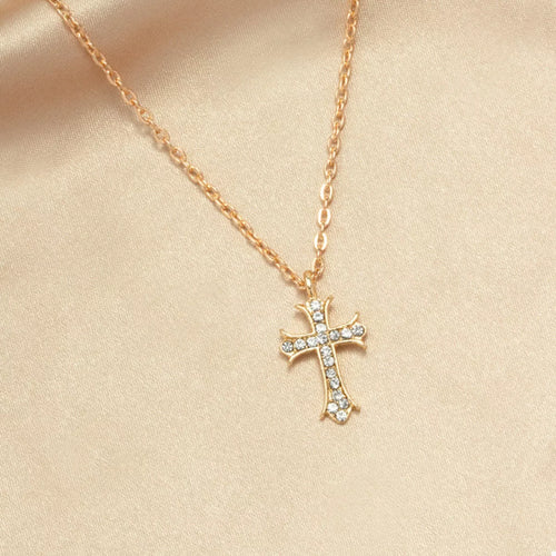18K Gold-Plated Rhinestone Cross Necklace | STAHlin RADIANCE