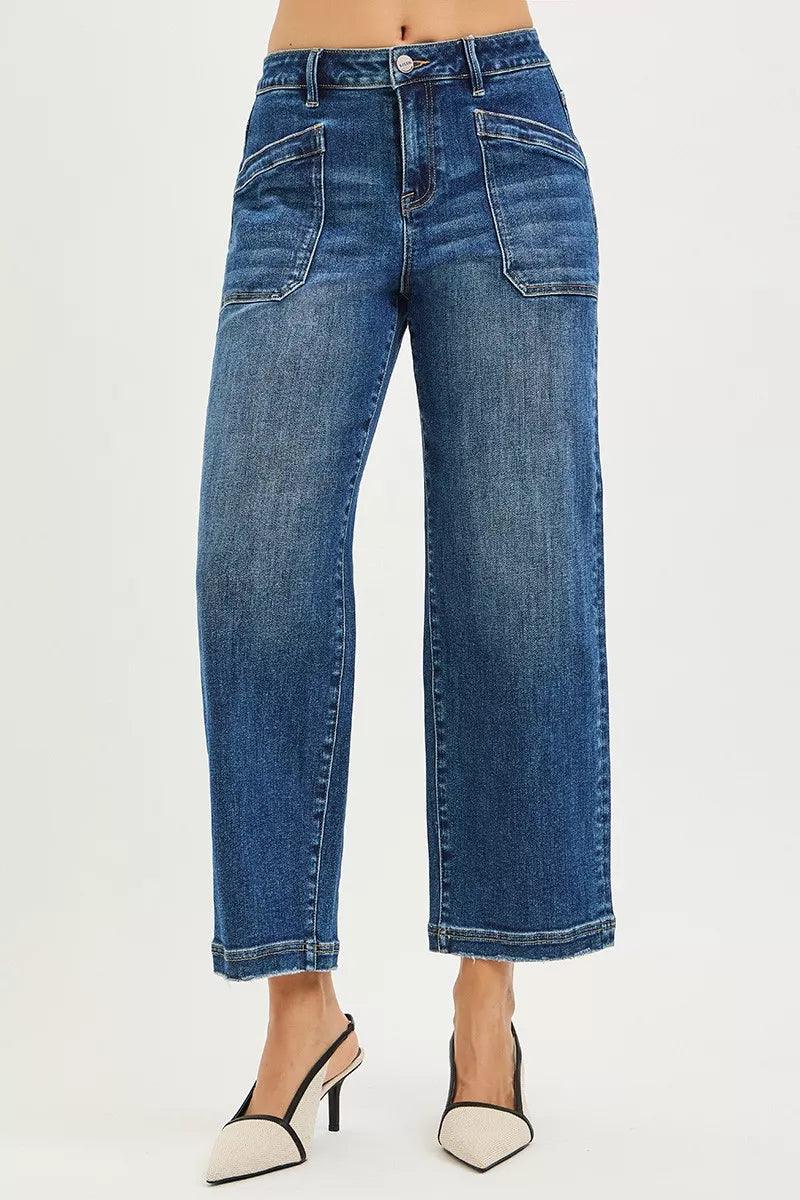 RISEN Slouchy Cropped Baggy Jeans with Front Patch Pocket | STAHlin RADIANCE