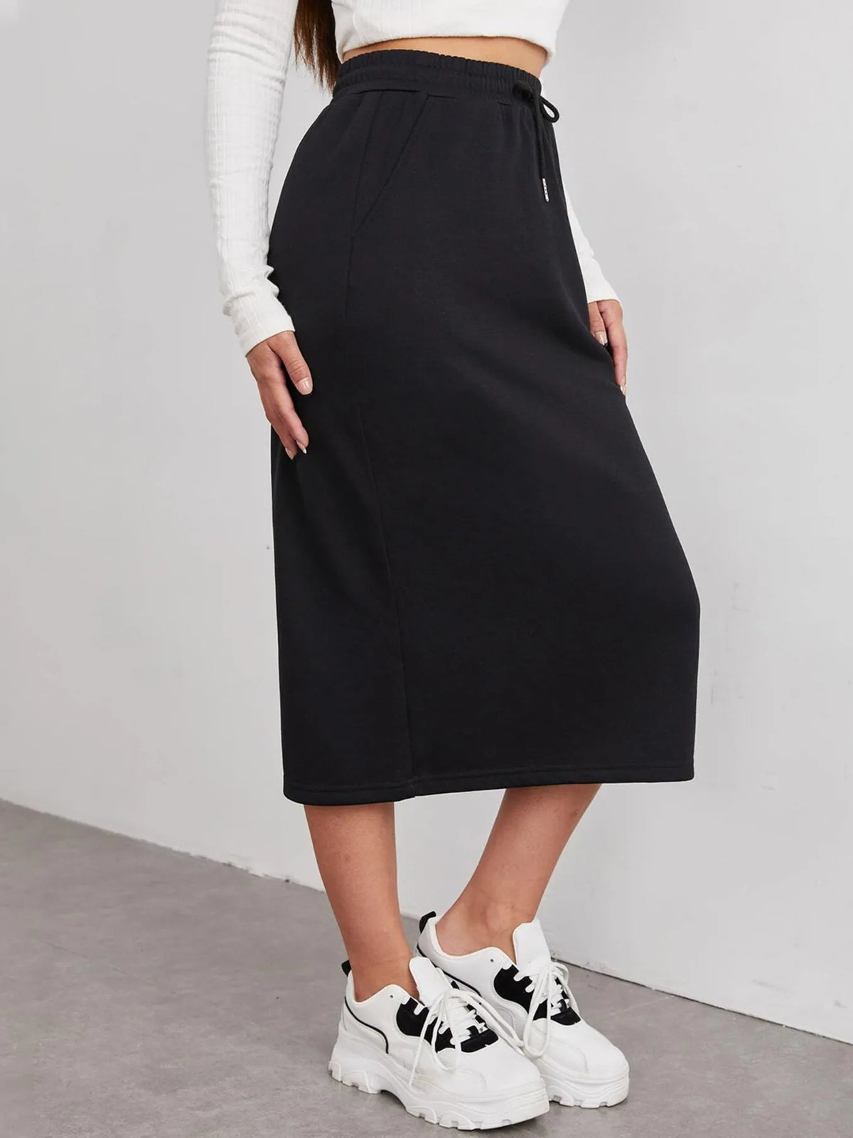 Slit Drawstring Midi Skirt | STAHlin RADIANCE