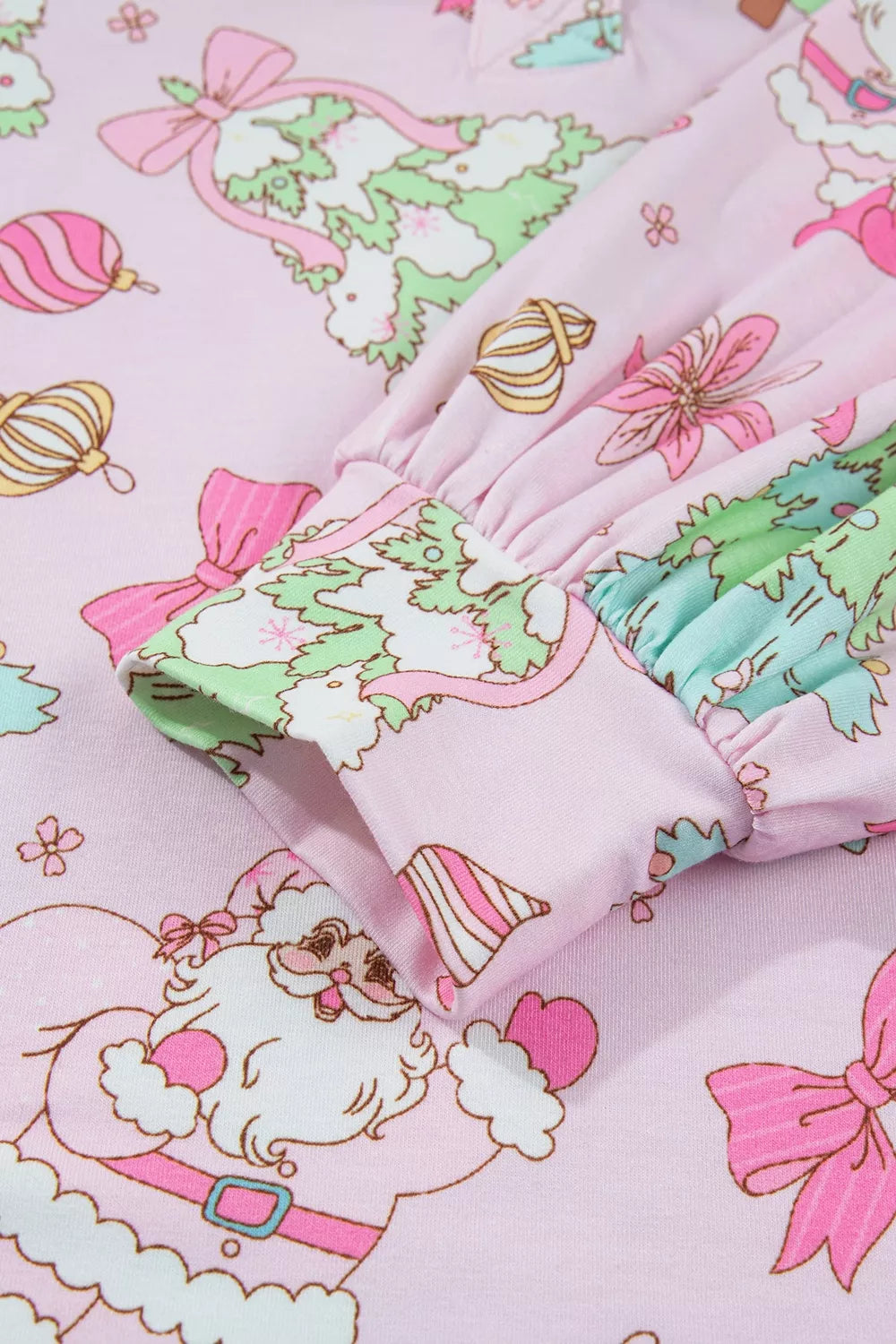 Christmas Print Button Front Long Sleeve Lounge Set | STAHlin RADIANCE