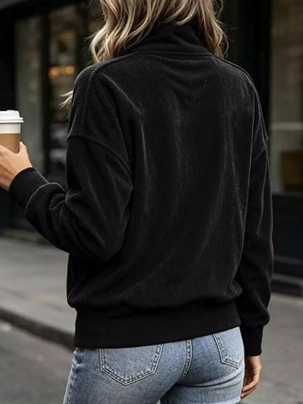 Full Size Quarter Snap Kangaroo Pocket Sweatshirt Plus Size | STAHlin RADIANCE