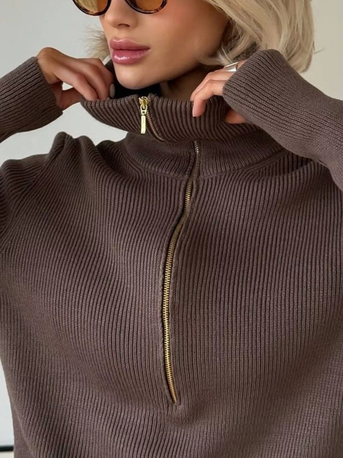 Ribbed Knit Quarter-Zip Sweater | STAHlin RADIANCE