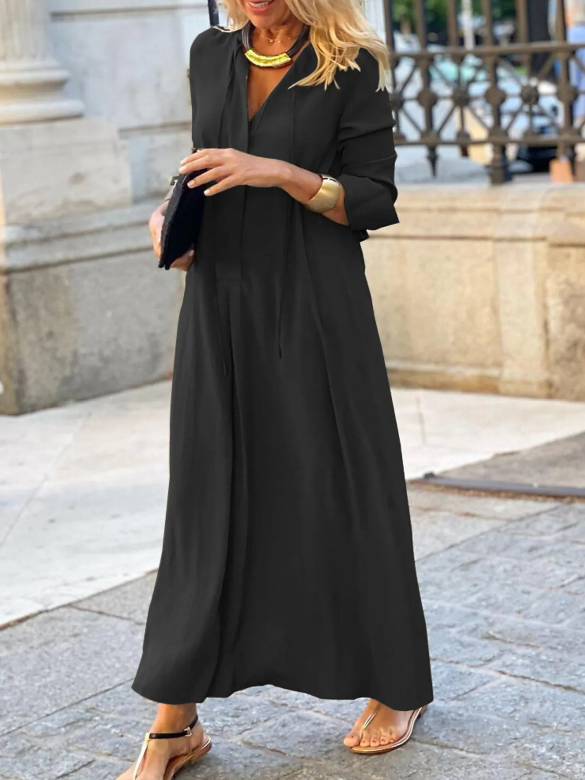 Full Size Solid Color Maxi Shirt Dress Plus Size | STAHlin RADIANCE