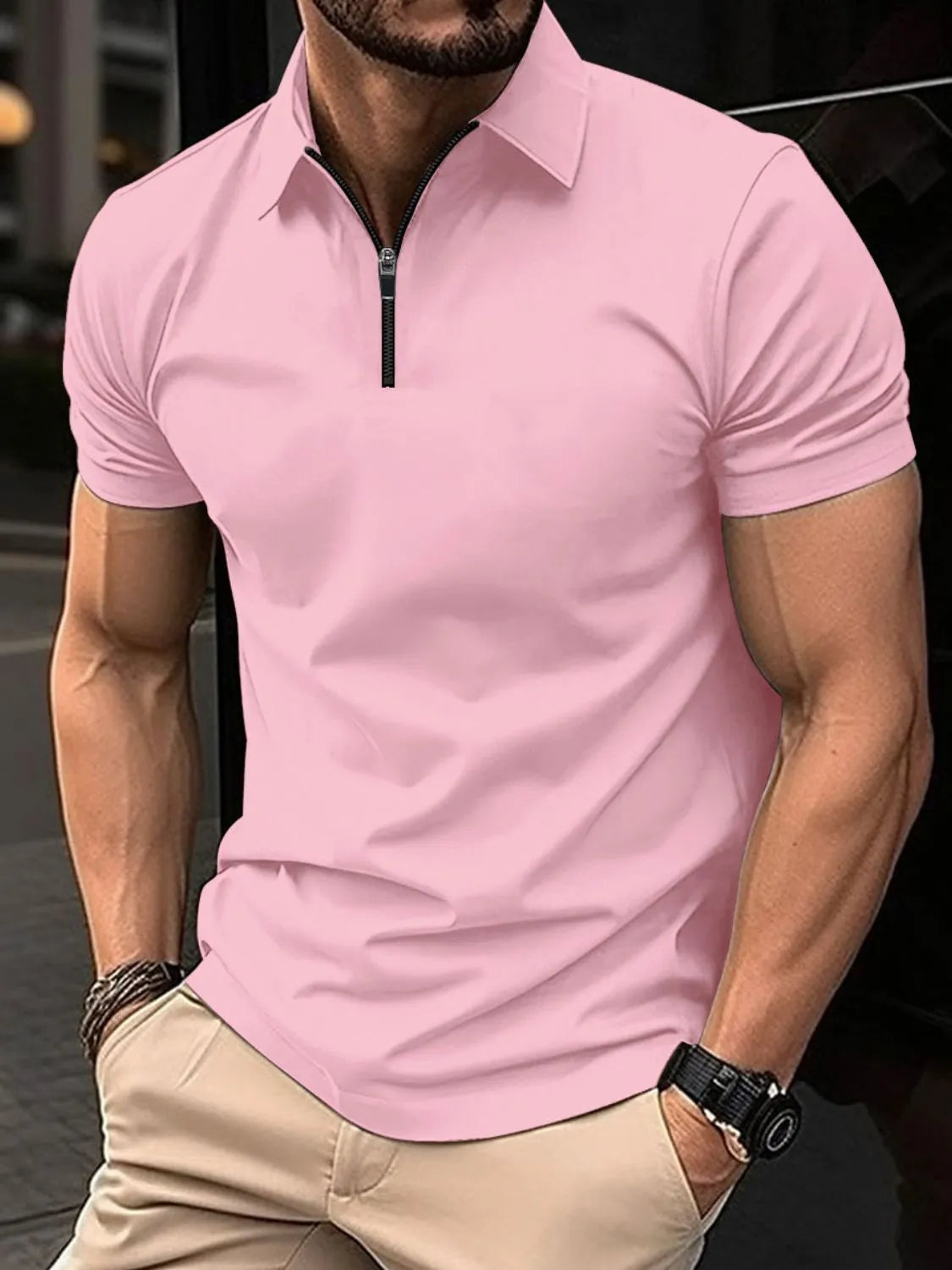 Men's Full Size Collared Neck Short Sleeve Polo Plus Size | STAHlin RADIANCE
