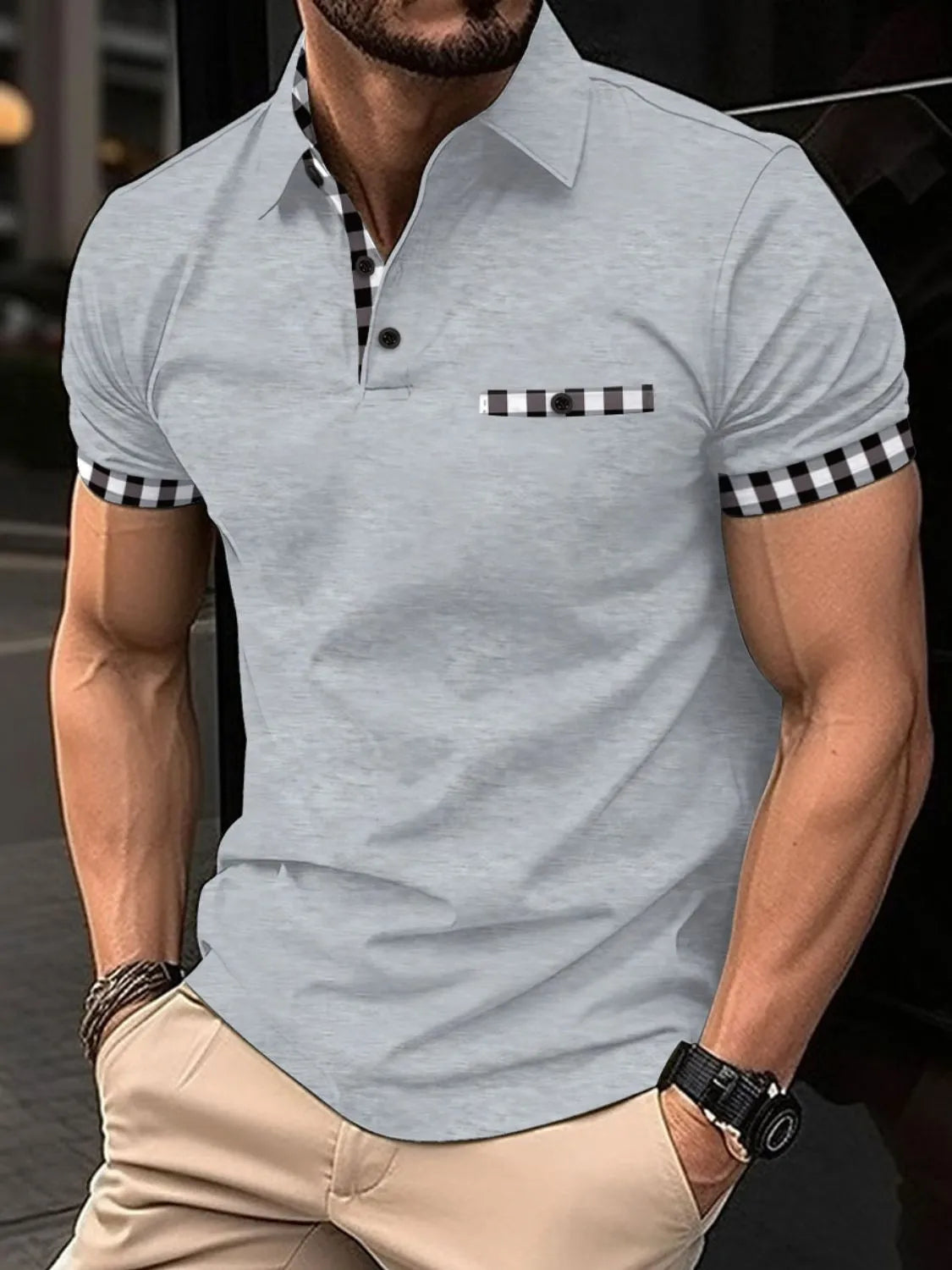 Men's Full Size Collared Neck Short Sleeve Polo Plus Size | STAHlin RADIANCE