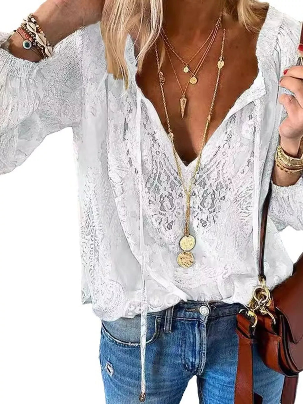 Lace Tie-Neck Blouse | STAHlin RADIANCE