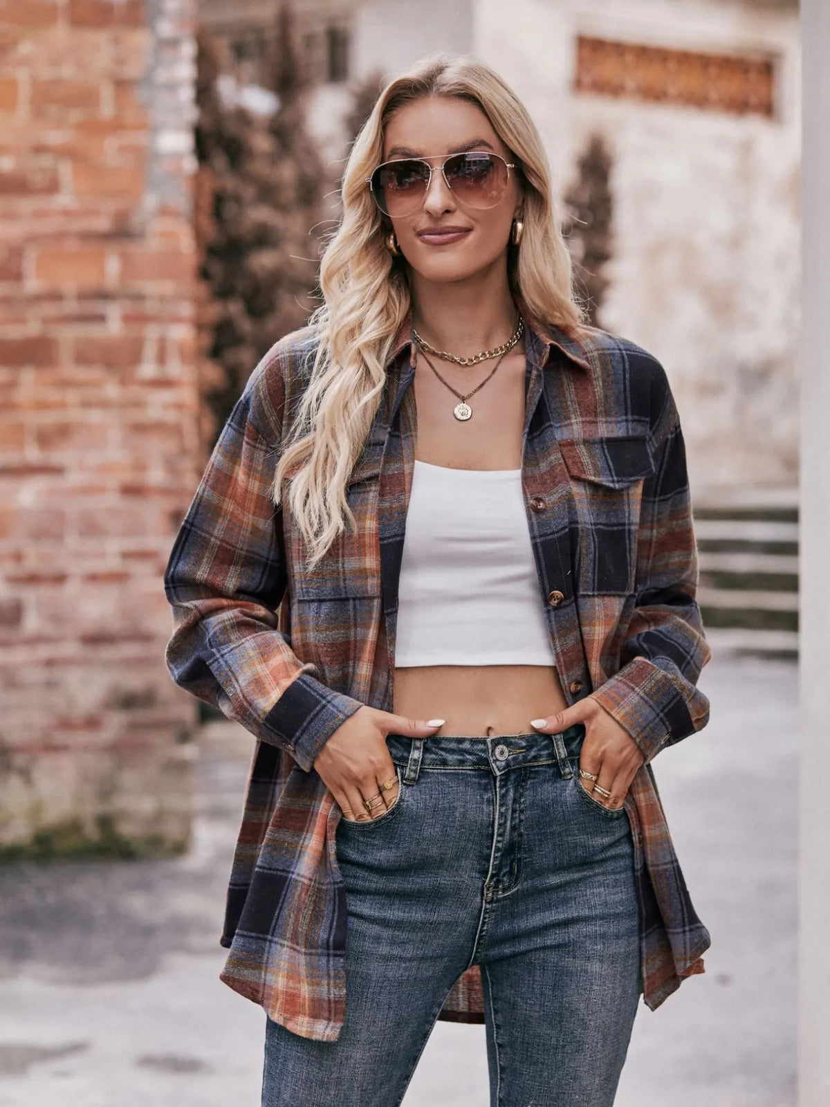Plaid Button-Down Long Sleeve Shirt | STAHlin RADIANCE