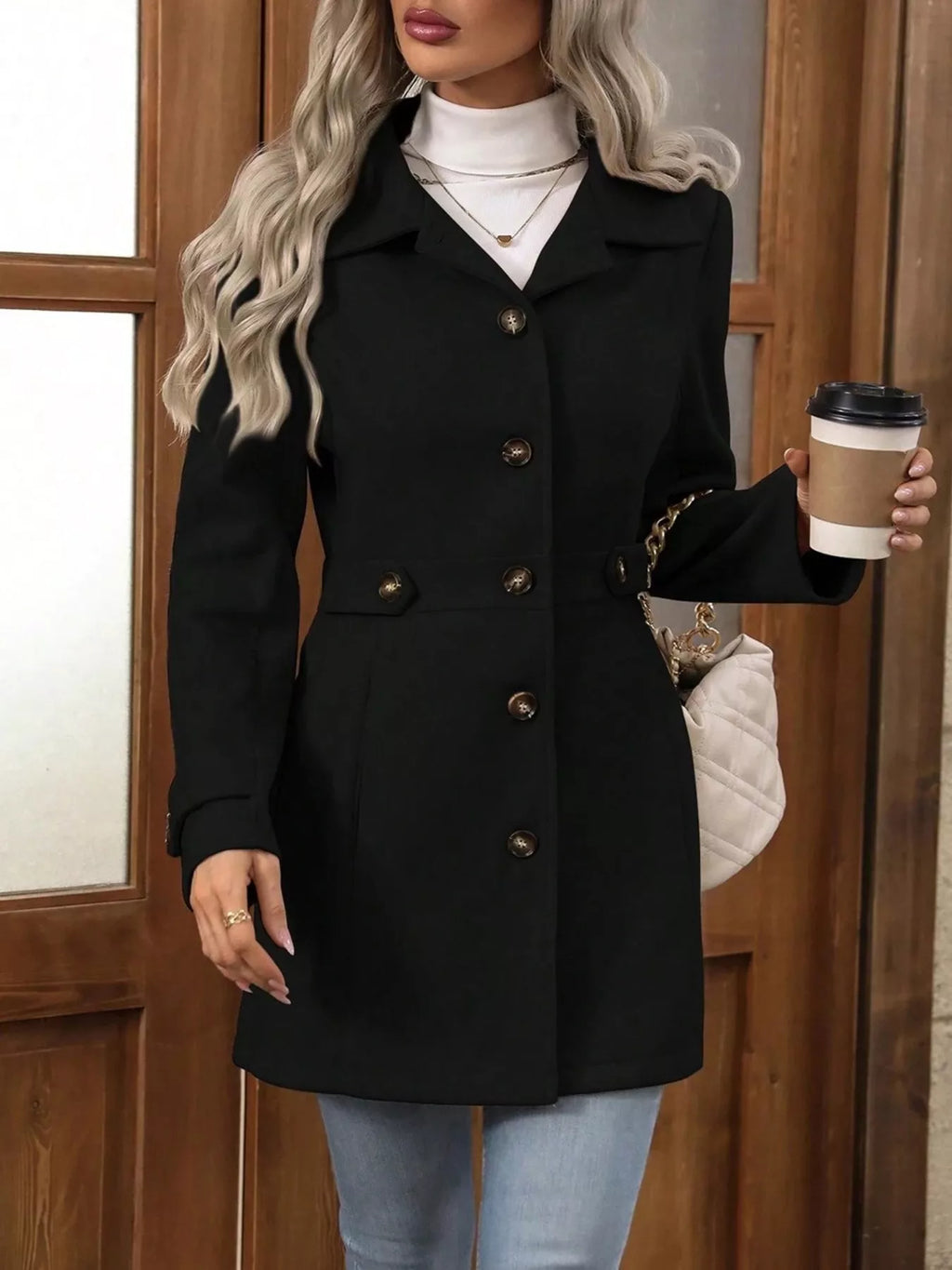 Single-Breasted Long Sleeve Coat | STAHlin RADIANCE