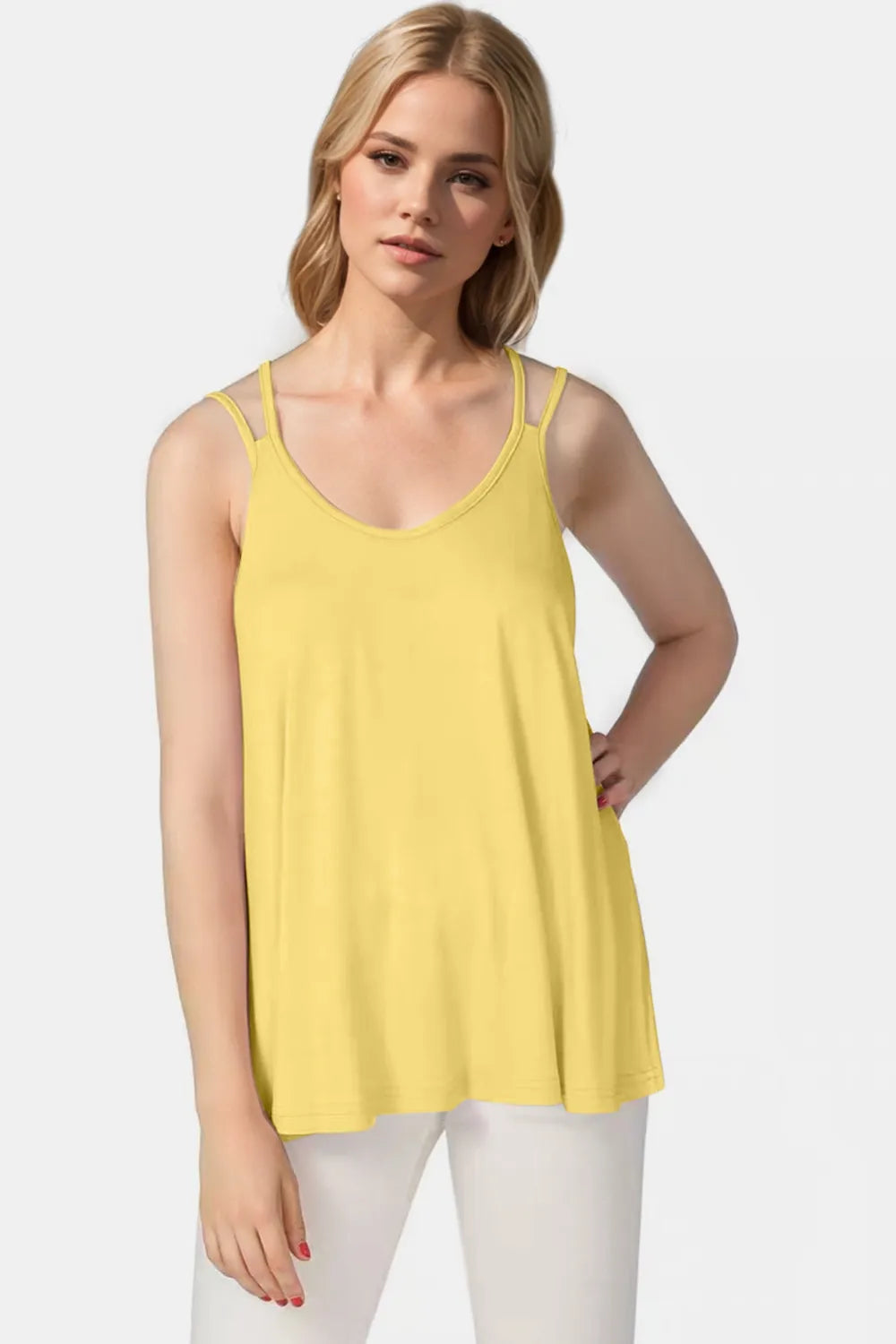 Basic Bae Bamboo Scoop Neck Double Spaghetti Straps Cami | STAHlin RADIANCE