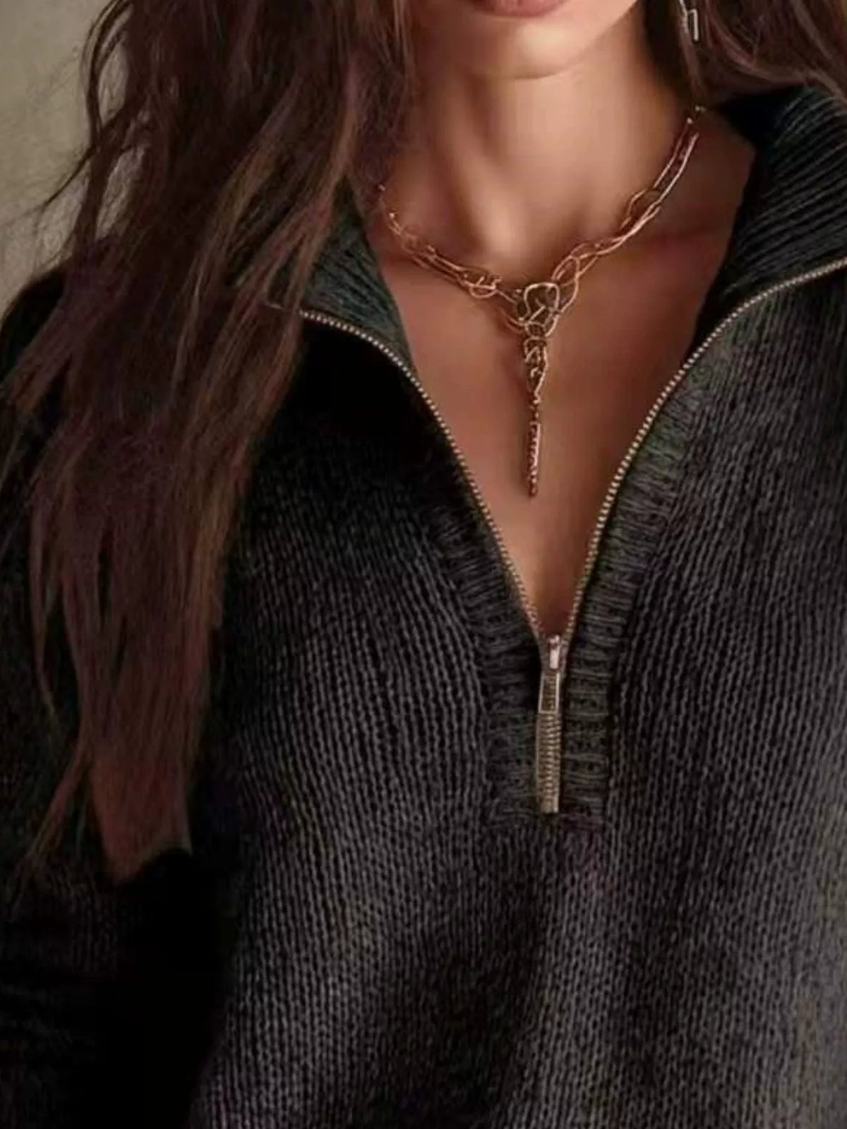 Half Zip Dropped Shoulder Sweater | STAHlin RADIANCE