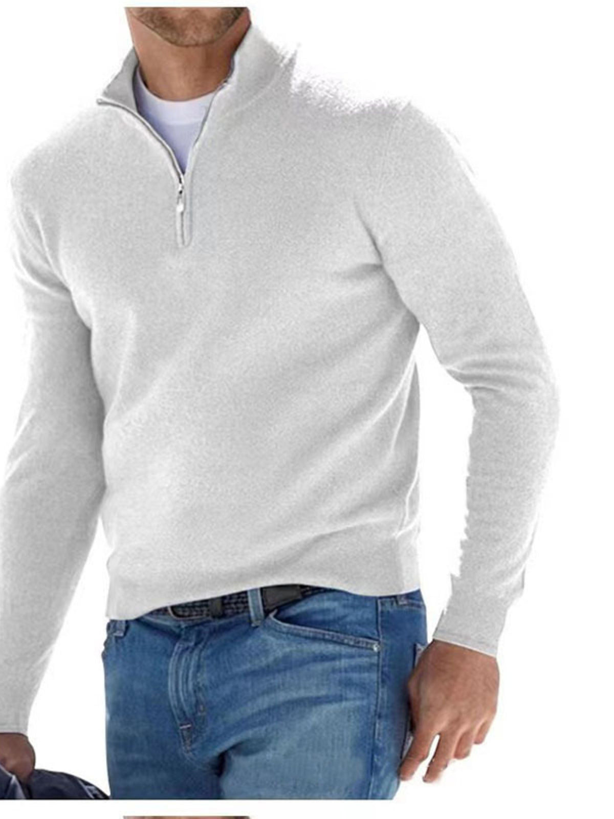 Men's Full Size Quarter-Zip Long Sleeve Sweater Plus Size | STAHlin RADIANCE