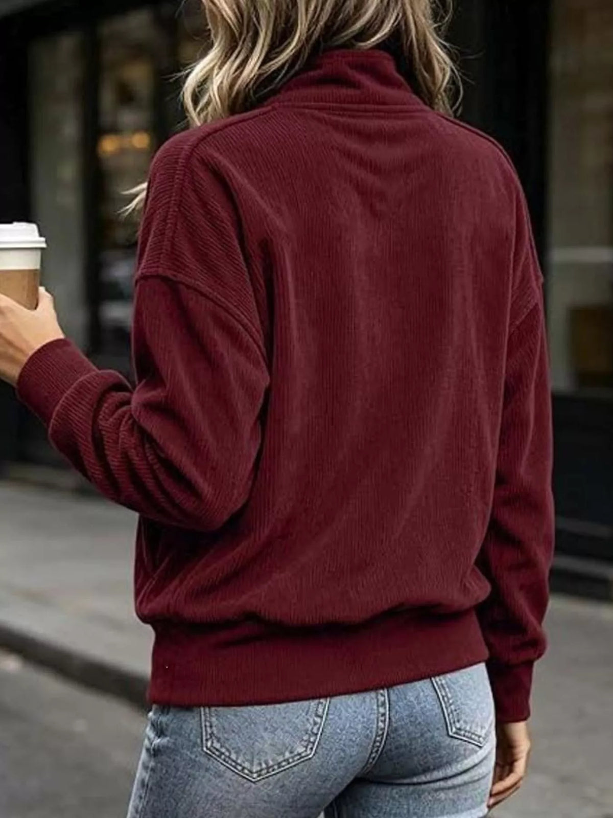 Full Size Quarter Snap Kangaroo Pocket Sweatshirt Plus Size | STAHlin RADIANCE