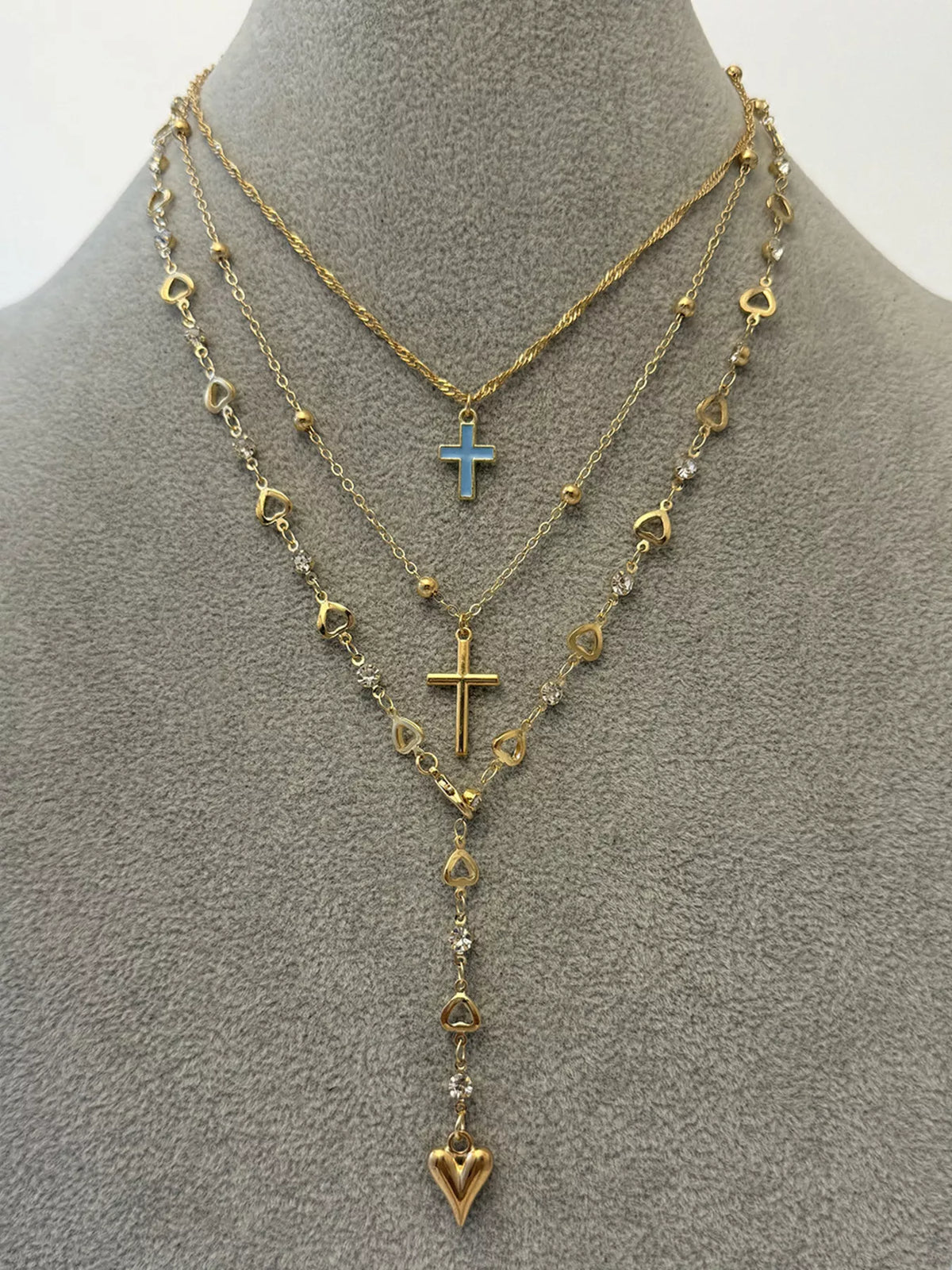 Layered Cross and Heart Necklace | STAHlin RADIANCE