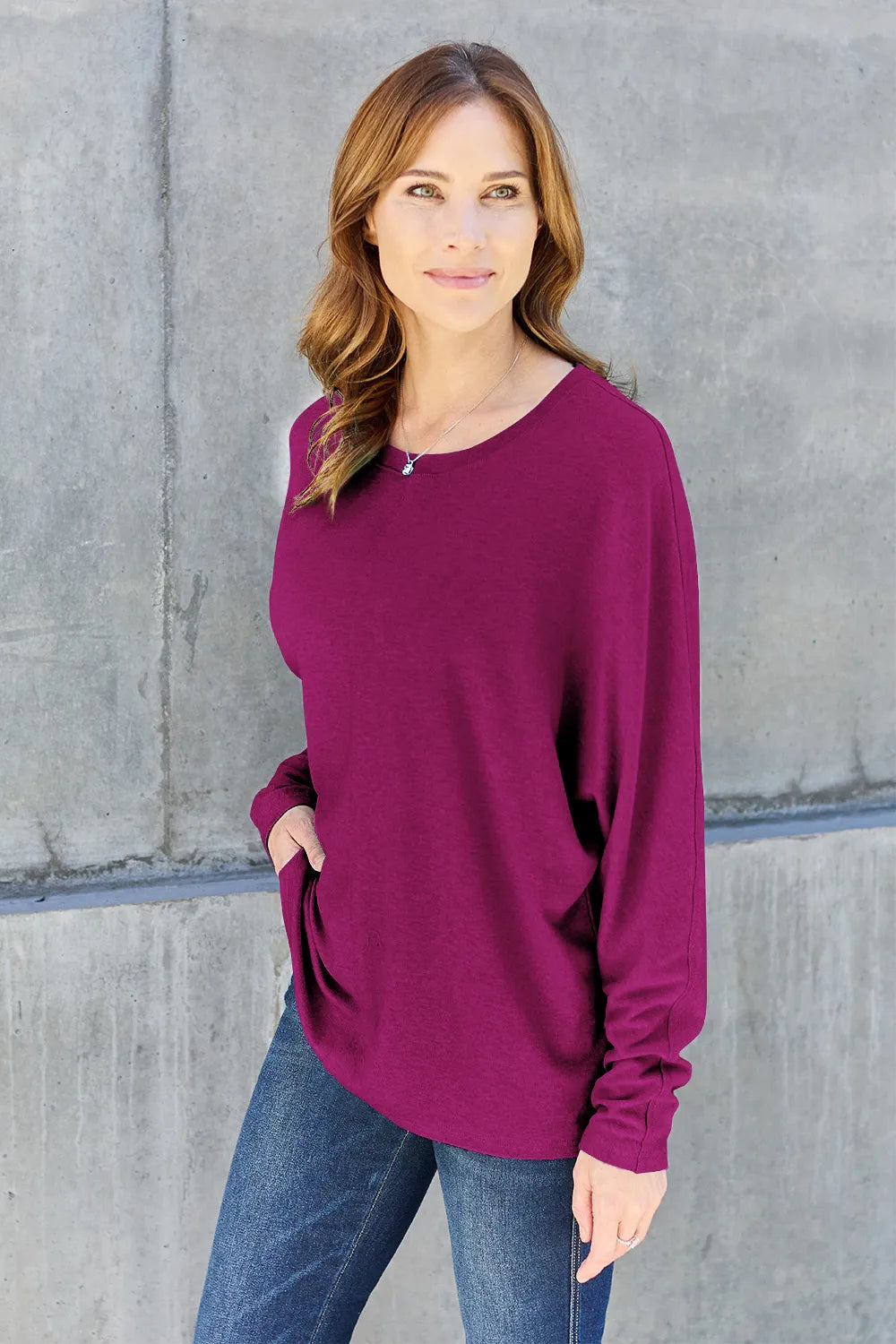 Double Take Full Size Round Neck Long Sleeve T-Shirt | STAHlin RADIANCE