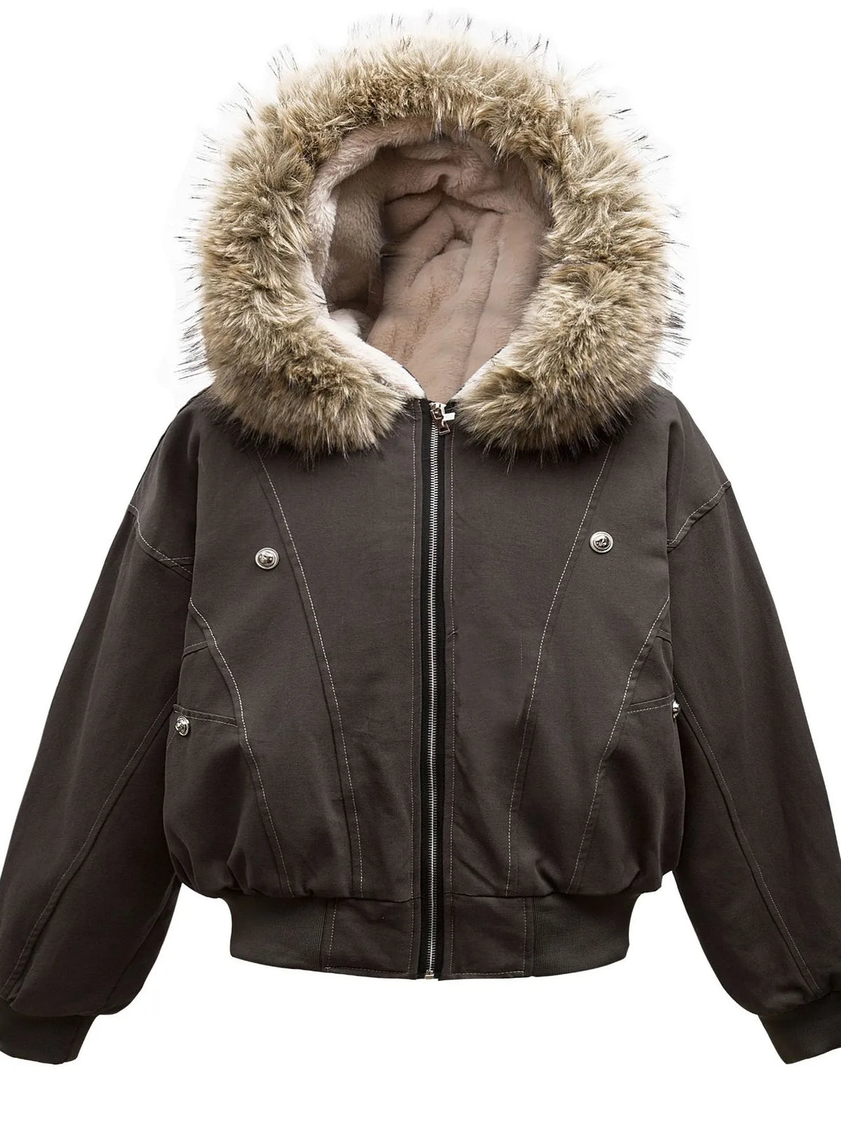Men's Faux Fur Hooded Zip Up Jacket | STAHlin RADIANCE