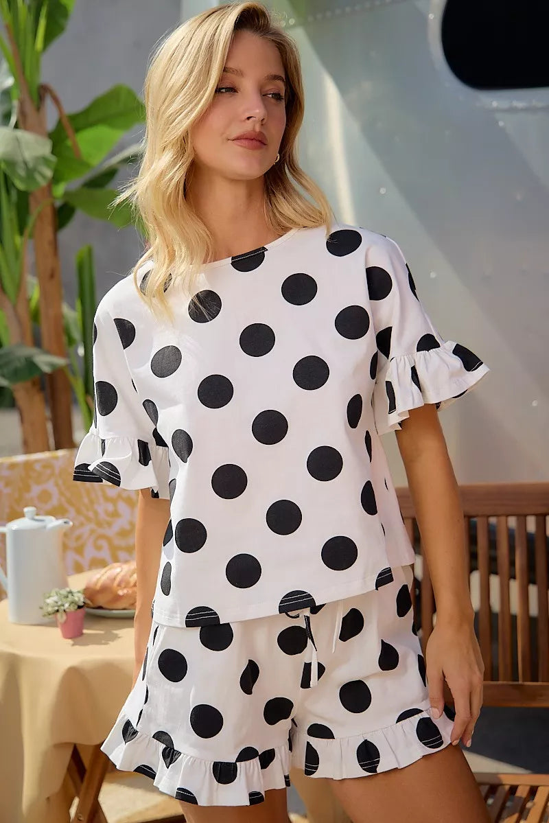 BiBi Polka Dots Printed Ruffled Detail Top And Shorts Set | STAHlin RADIANCE