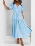 V-Neck Puff Sleeve Midi Dress | STAHlin RADIANCE