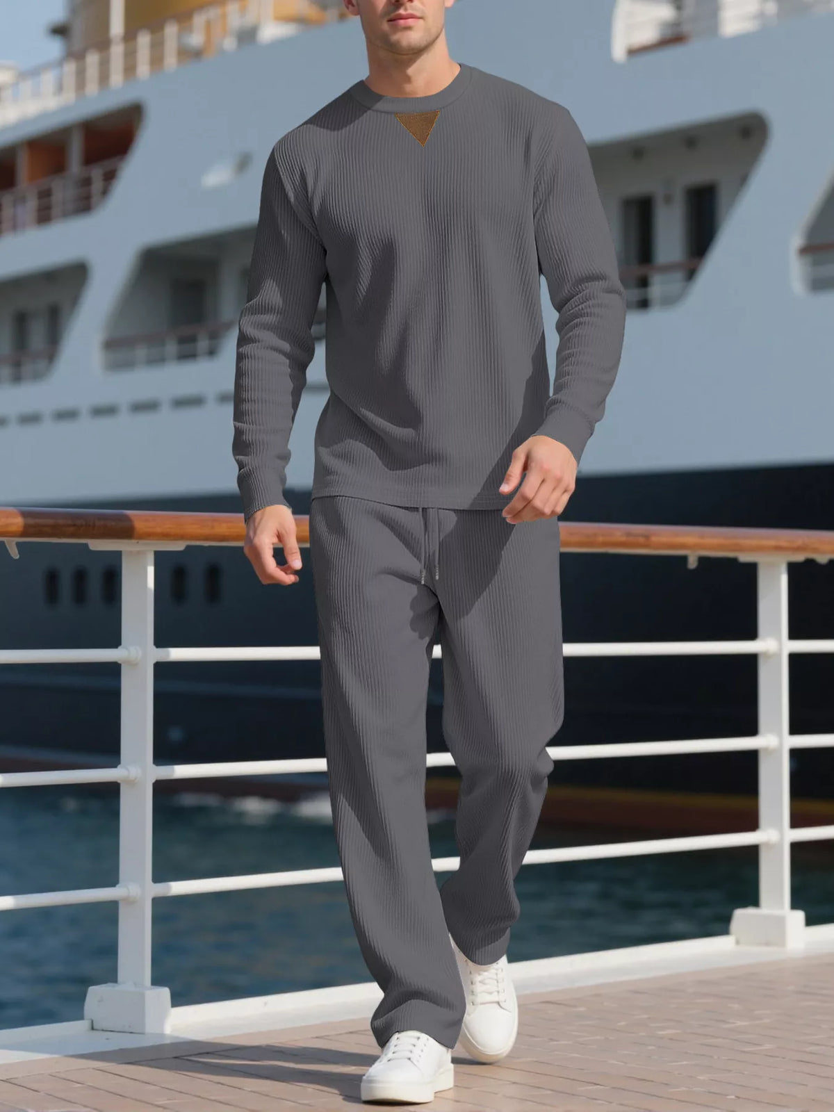 Men's Full Size Casual Crewneck Long Sleeve Sweatshirt and Jogger Set Plus Size | STAHlin RADIANCE