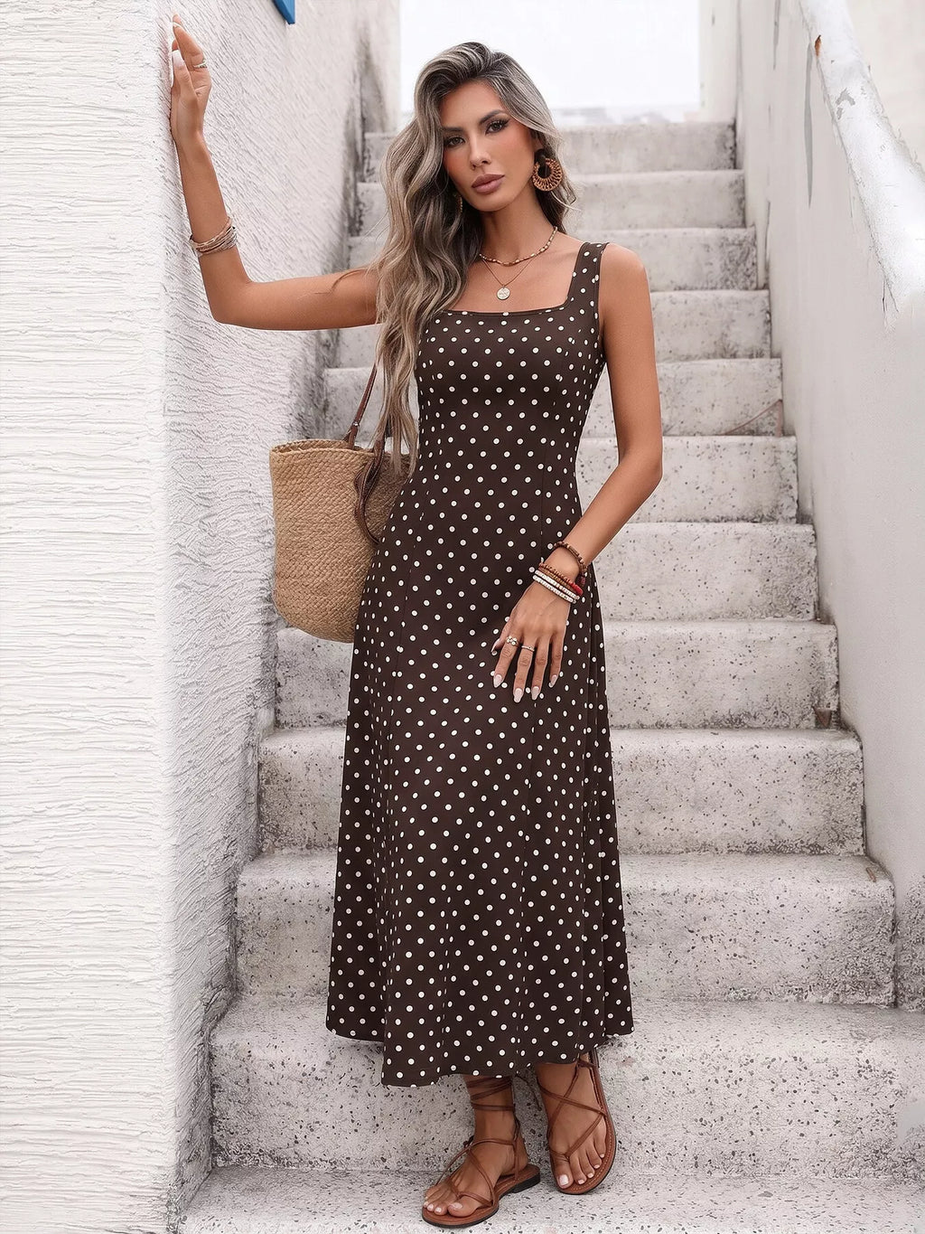 Polka Dot Sleeveless Maxi Dress | STAHlin RADIANCE