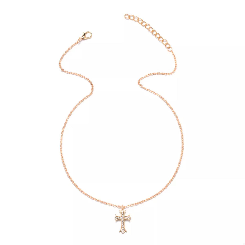 18K Gold-Plated Rhinestone Cross Necklace | STAHlin RADIANCE