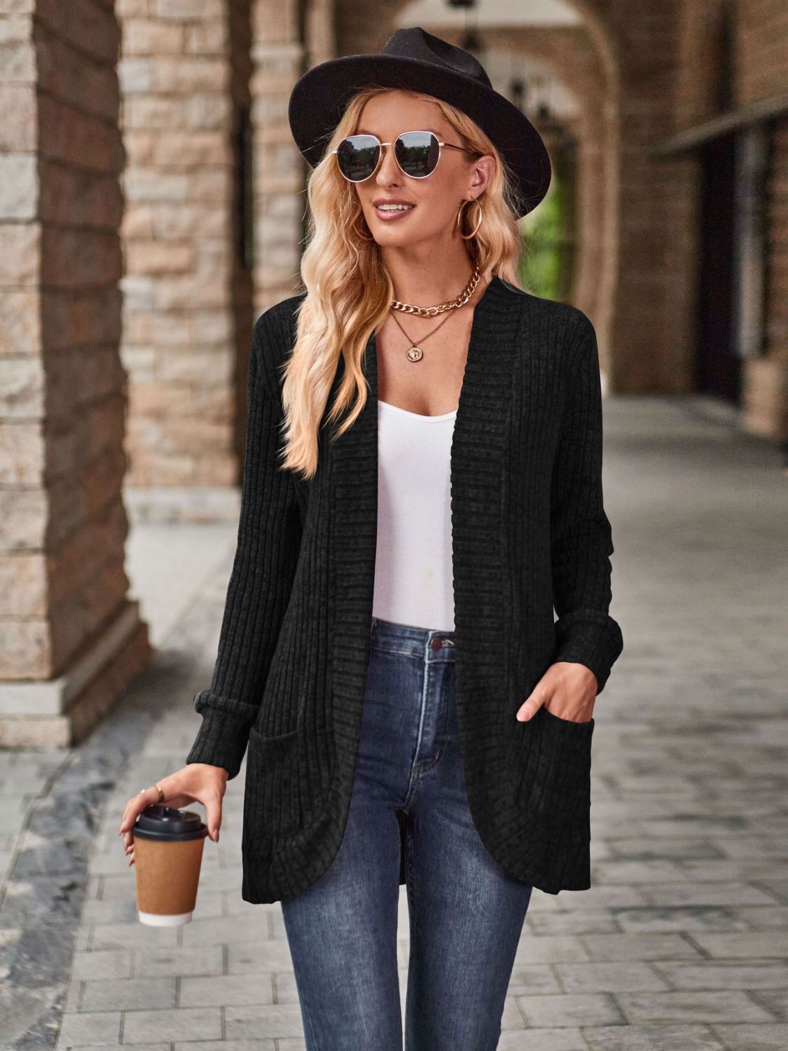 Open Front Cardigan with Pockets | STAHlin RADIANCE