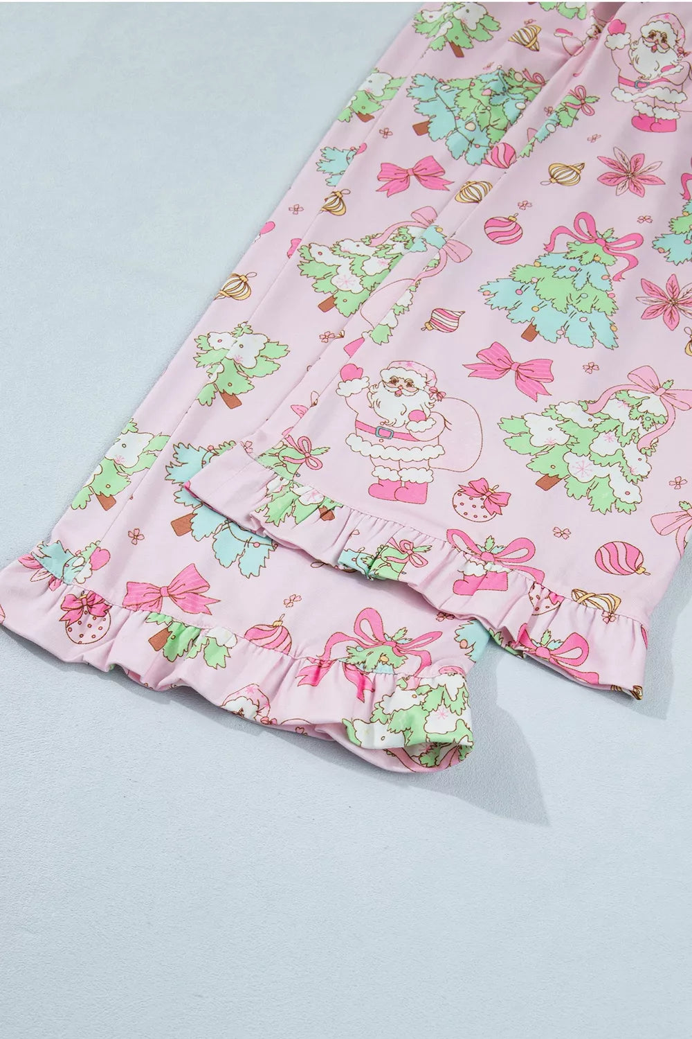 Christmas Print Button Front Long Sleeve Lounge Set | STAHlin RADIANCE