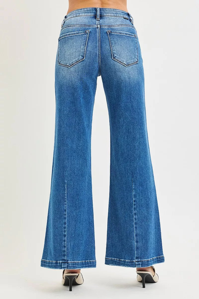 RISEN Full Size Mid Rise Wide Leg Jeans with Flared Look Plus Size | STAHlin RADIANCE